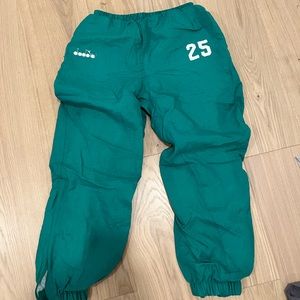 Vintage Diadora Lightweight Windbreaker Joggers w Interior Liner Size S Green